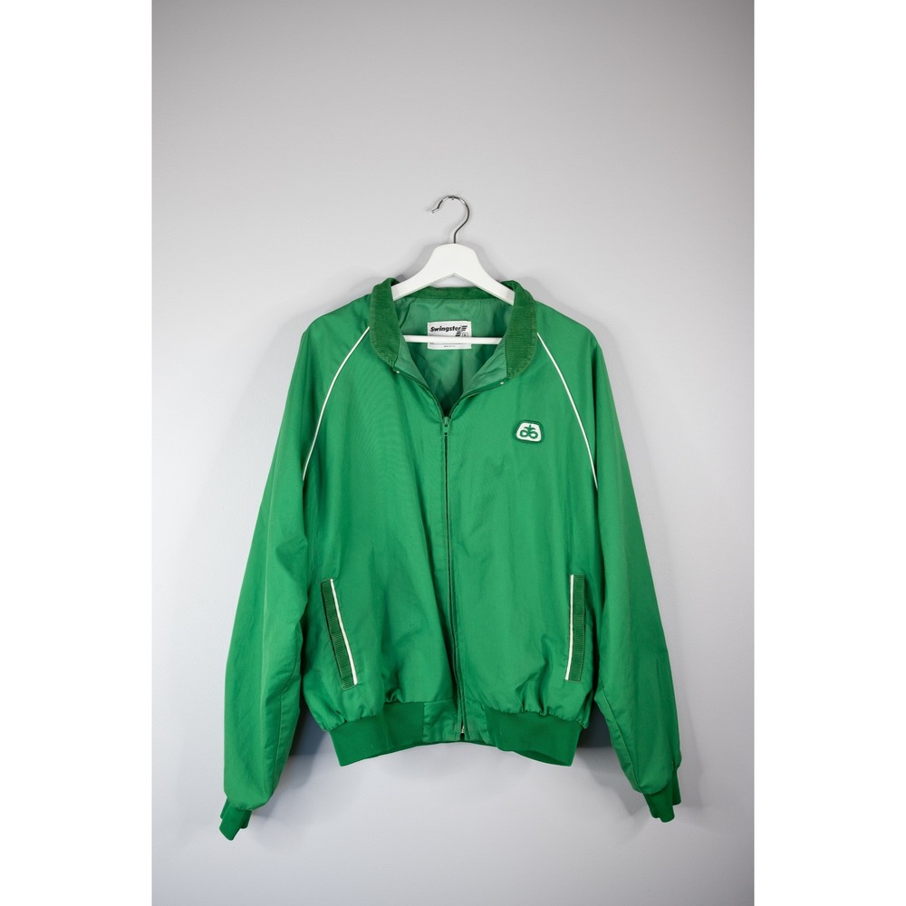 Swingster Bomber Jacket Mens XL Green Excellent Vintage Corduroy Collar USA